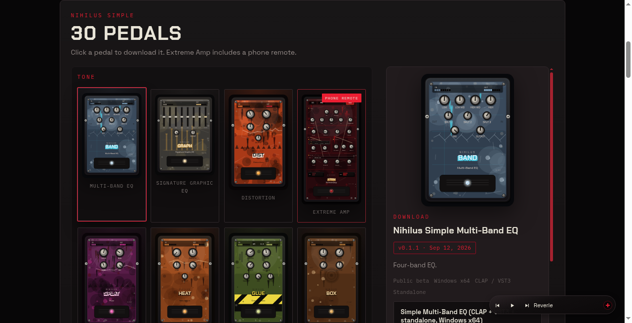 nihilus.dev software and pedals